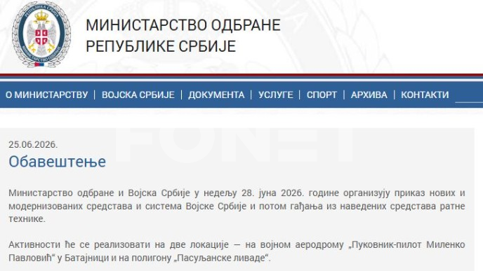 Prikaz novih sistema vojske